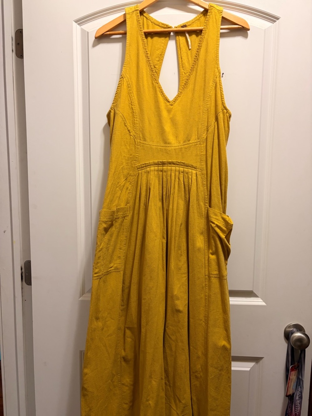 Free People Honey Yellow Keyhole Wide-Leg Jumpsuit - Picture 5 of 10